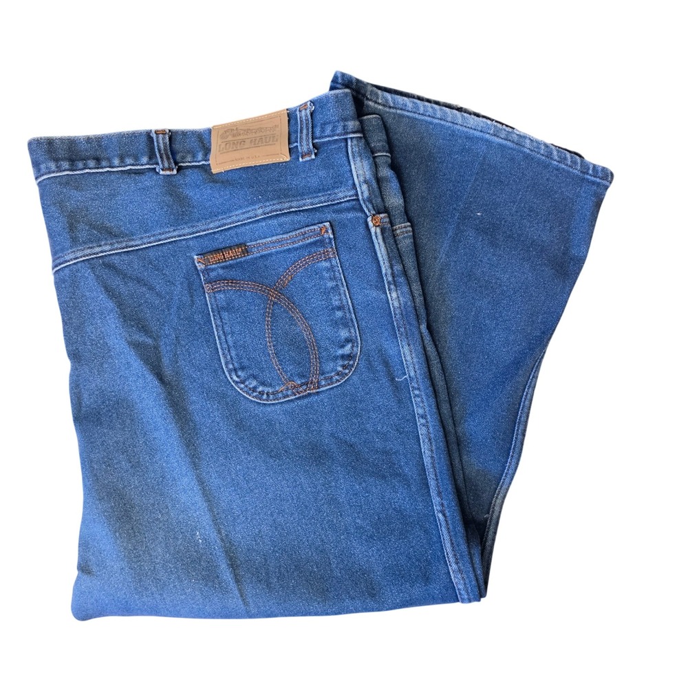 Vintage Long Haul Jeans Mens 54x28 Made in USA Medium Wash Straight Leg Denim